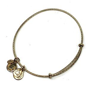 Alex and Ani Textured Gold Charm Station Bracelet - Expands 2"- 3.5"